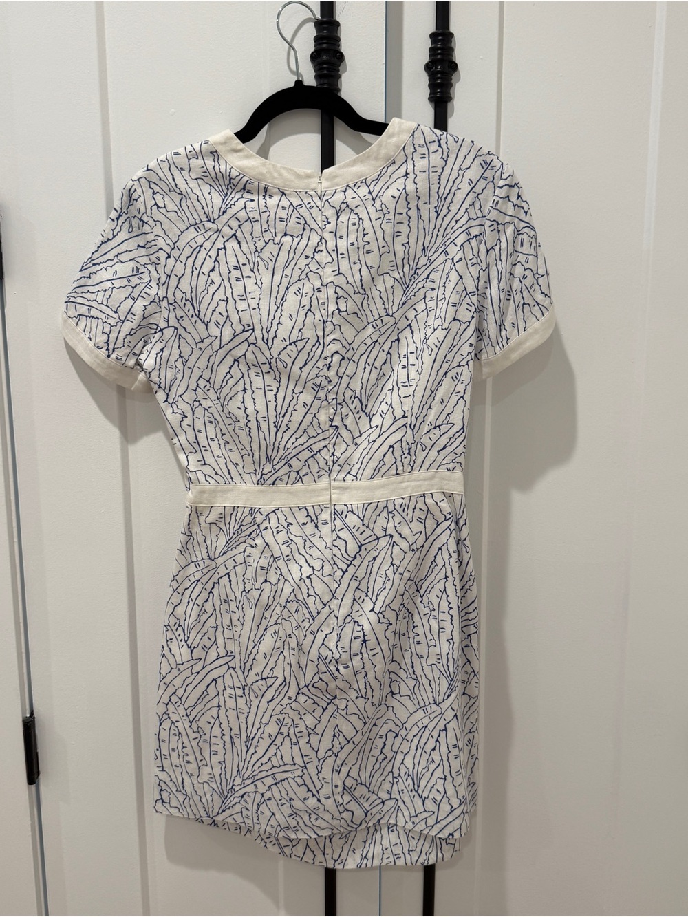STAUD Perla Linen Mini Dress Blue Palm | Sz 8 - Picture 5 of 6